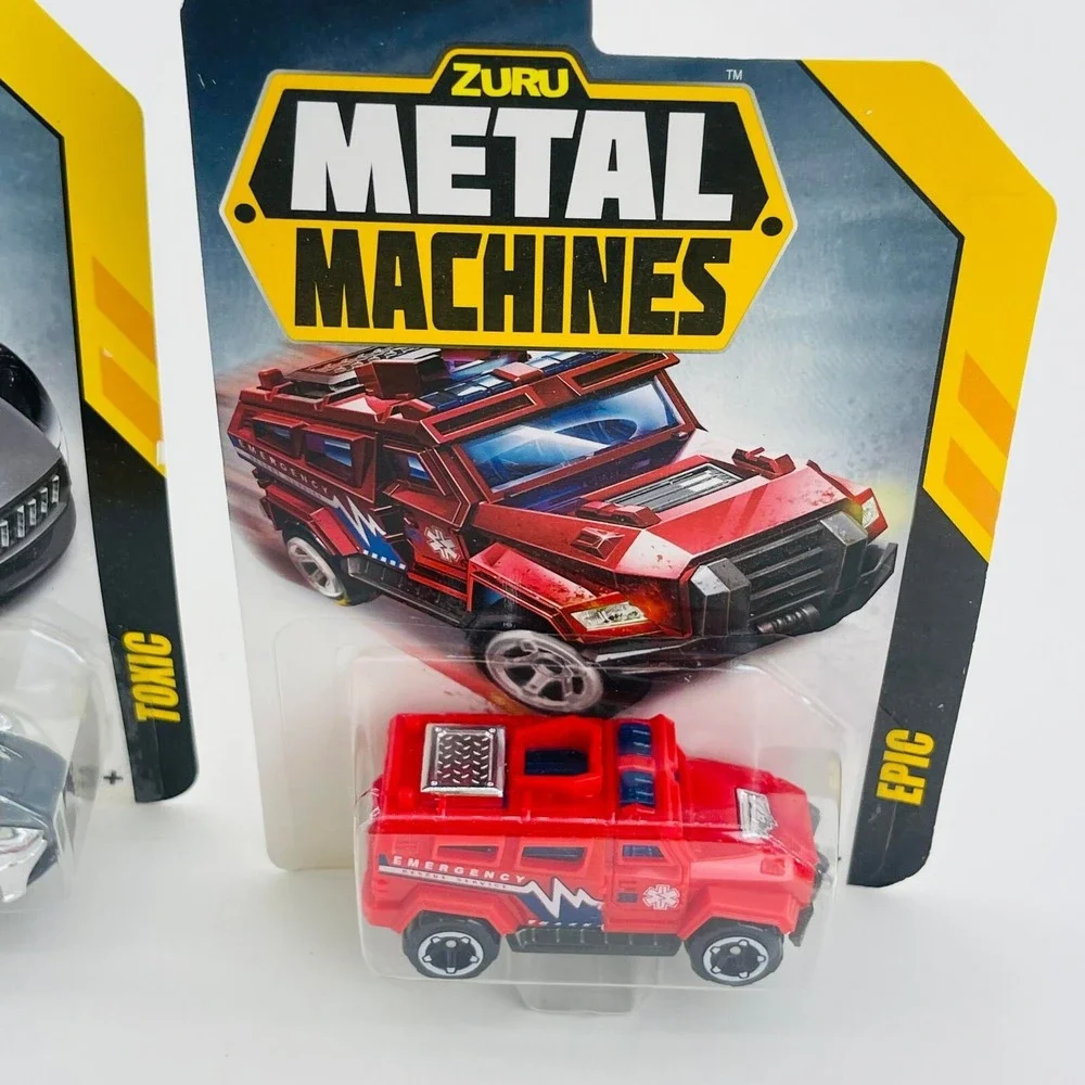 Lot of 2 Epic ZURU Metal Machines  Inferno Fire Truck Rescue -‎ Silver / Red